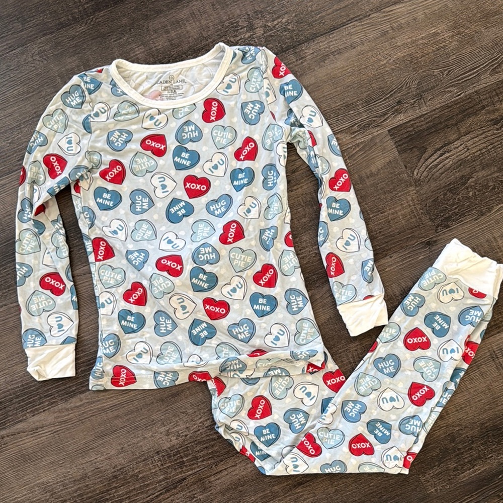 Caden Lane Heart Print Kids Pajamas